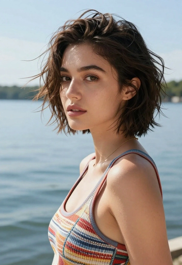 19 Messy Lake Hairstyles That Look Effortlessly Cute Outdoors - 19. Daring Short Messy Look 1