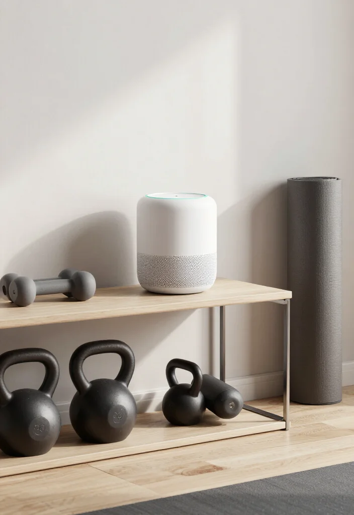 19 Minimalist Home Gym Ideas With Only the Equipment You Actually Need to Use - 10. Smart Speaker: Motivation and Ambiance 1