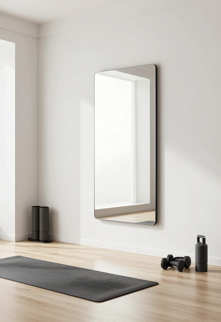 19 Minimalist Home Gym Ideas With Only the Equipment You Actually Need to Use - 17. Smart Fitness Mirror: High-Tech Meets Aesthetic 1