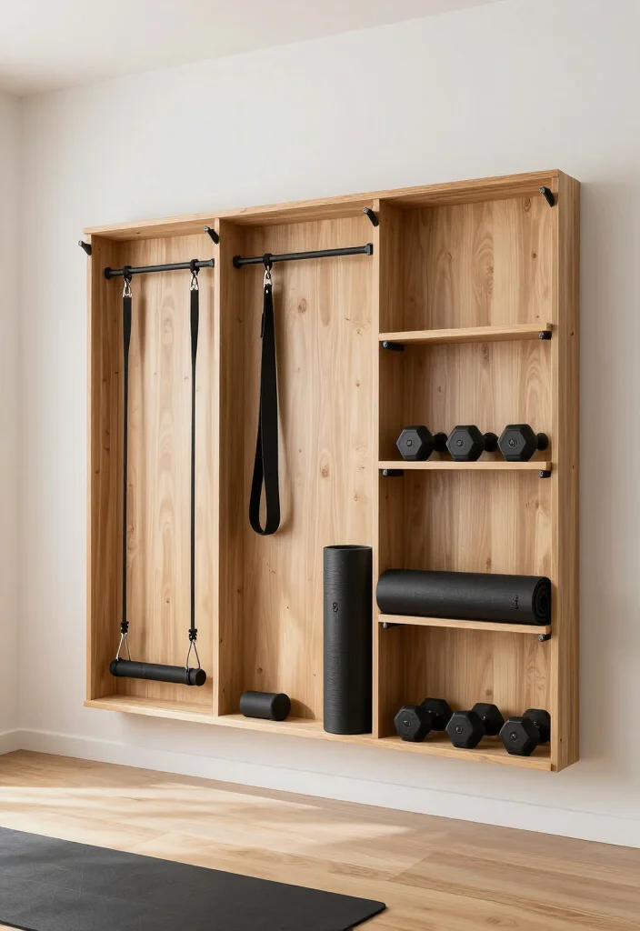 19 Minimalist Home Gym Ideas With Only the Equipment You Actually Need to Use - 9. Wall-Mounted Storage: Keep It Tidy 1