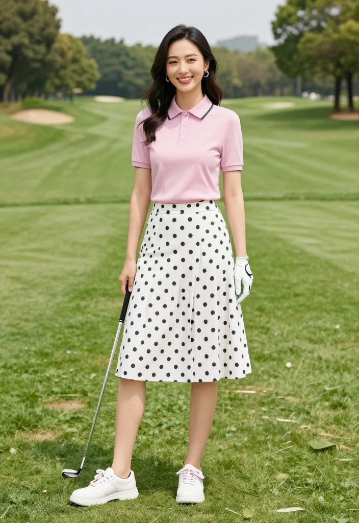 19 Preppy Golf Skirt Outfits That Look Effortlessly Put-Together - 19. Polka Dots for a Playful Twist 1