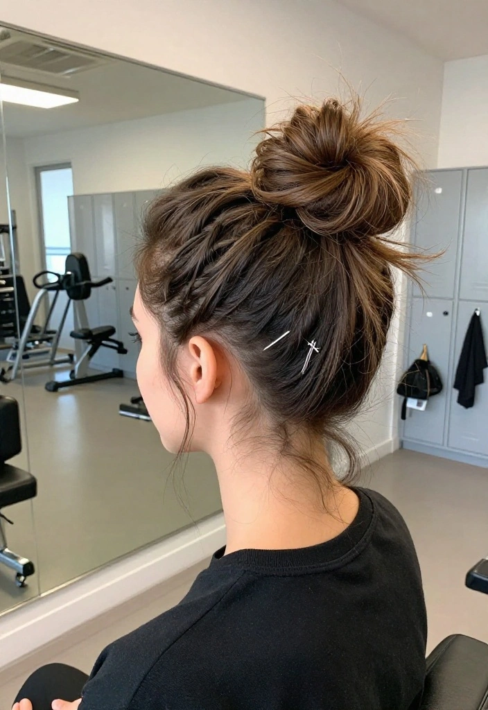 19 Quick Gym Hairstyles You Can Do in 2 Minutes When You're Running Late - 1. High Messy Bun 1