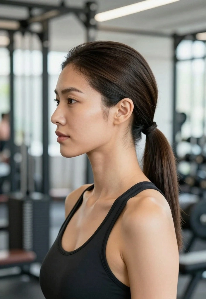 19 Quick Gym Hairstyles You Can Do in 2 Minutes When You're Running Late - 2. Sleek Low Ponytail 1