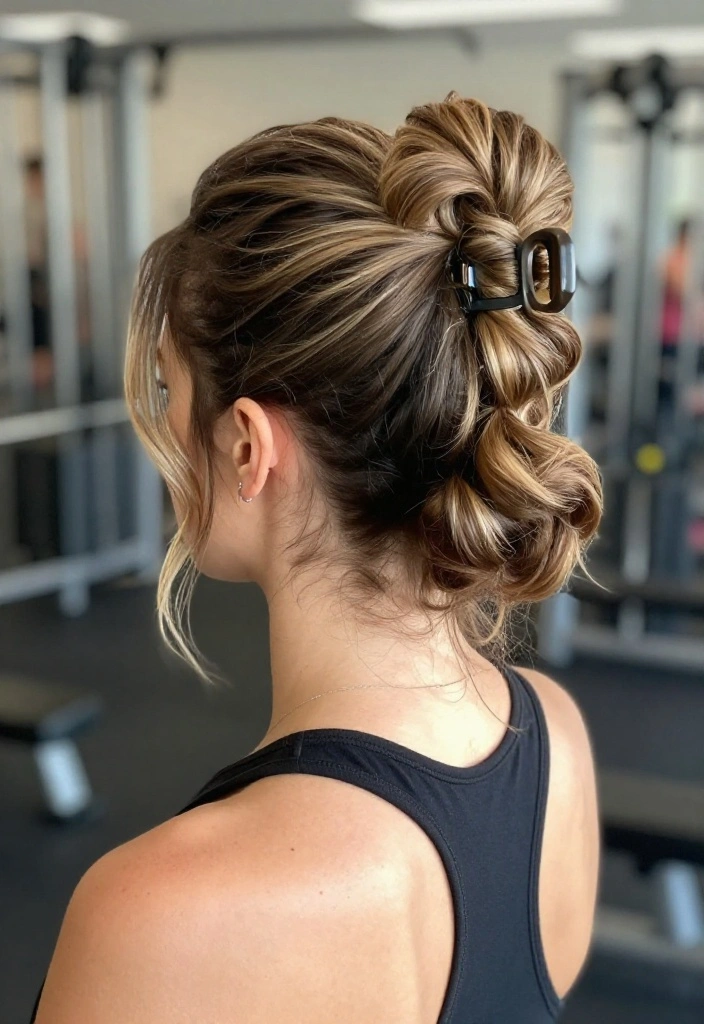 19 Quick Gym Hairstyles You Can Do in 2 Minutes When You're Running Late - 6. Claw Clip Bun 1