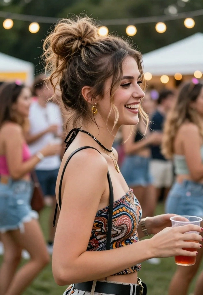19 Sleek Summer Updo Hairstyles for a Sultry Night Out - 6. Messy Bun with a Twist 1