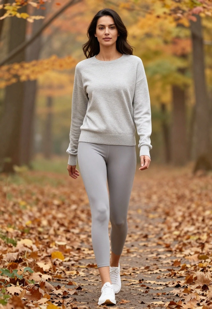 19 Soft Girl Workout Outfit Aesthetic Ideas for Women Who Love Feminine Gym Looks - 14. Comfy Pullover & Capri Leggings 1