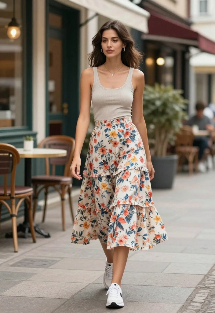 19 Soft Girl Workout Outfit Aesthetic Ideas for Women Who Love Feminine Gym Looks - 15. Layered Midi Dress with Workout Sneakers 1