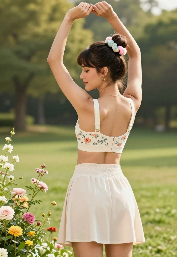 19 Soft Girl Workout Outfit Aesthetic Ideas for Women Who Love Feminine Gym Looks - 4. Floral-Print Sports Bra & Skirt 1