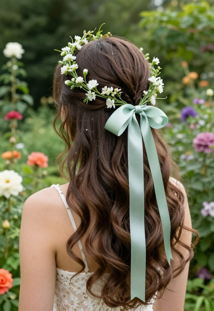 19 Trendy Hairstyles with Ribbon Tailored for Short Hair - 17. Stunning Ribbon Crown 1