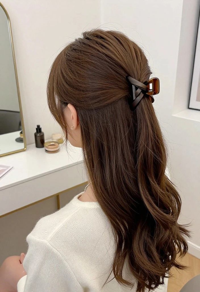 19 Trendy Hairstyles with Ribbon Tailored for Short Hair - 19. Chic Twisted Ribbon Hair Clip 1
