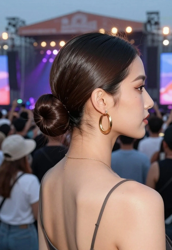 19 Trendy Hot Weather Hairstyles You Can Wear to Summer Concerts - 14. Sleek Low Bun 1