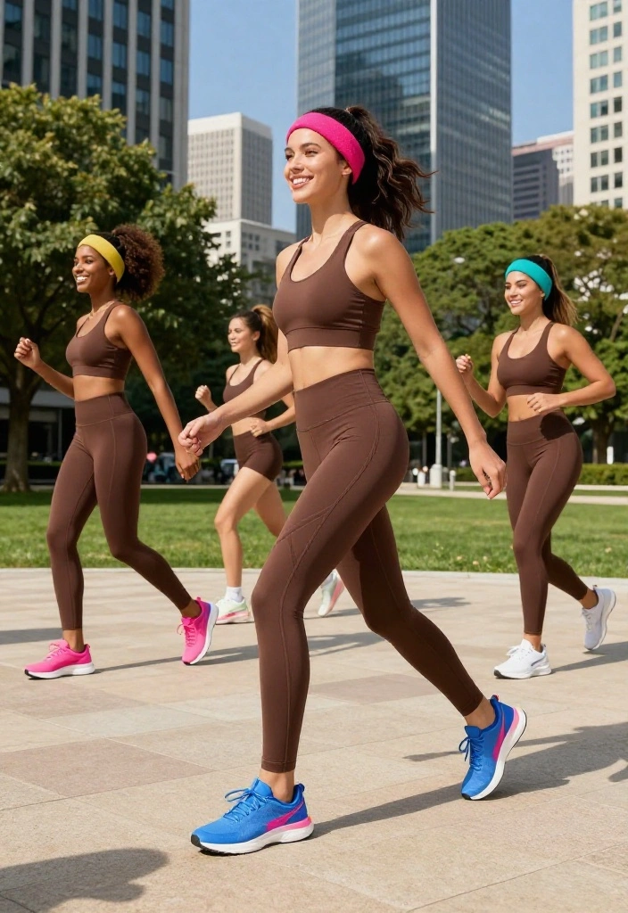 19 Ways to Style Brown Workout Outfits With Bold Accessories for a Complete Look - 1. Vibrant Sneakers to Brighten Your Brown Base 1