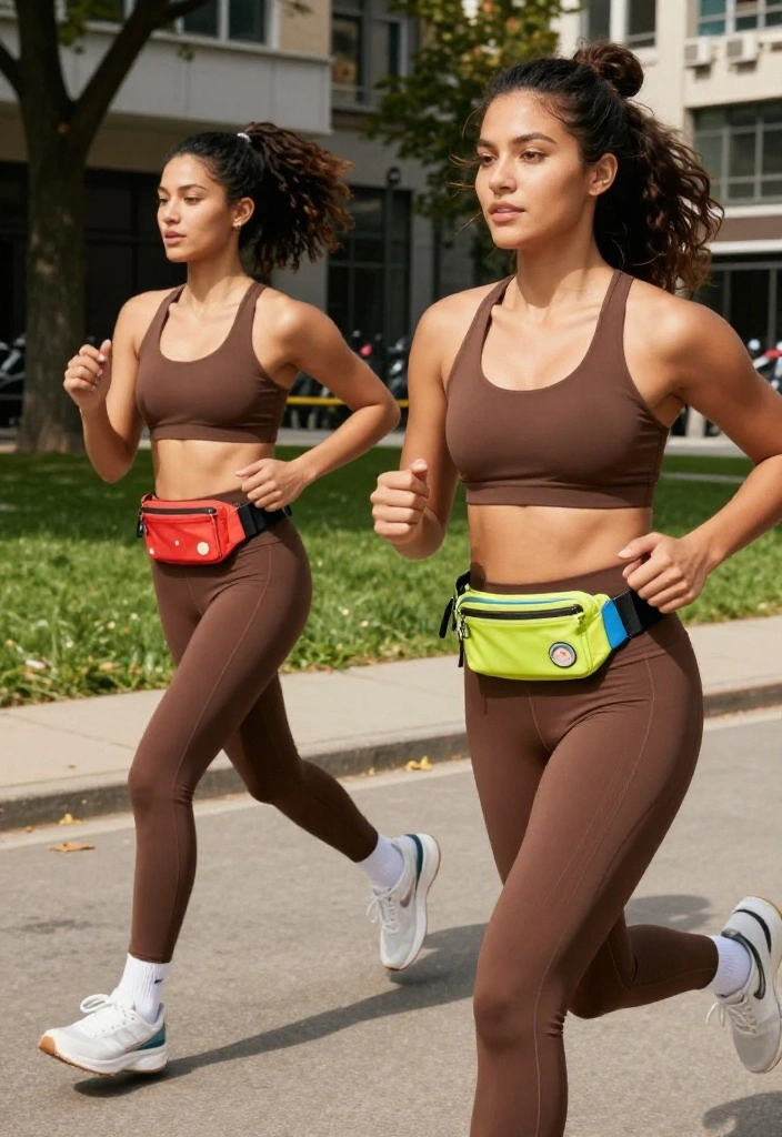 19 Ways to Style Brown Workout Outfits With Bold Accessories for a Complete Look - 16. Unique Waist Packs: Chic and Functional 1