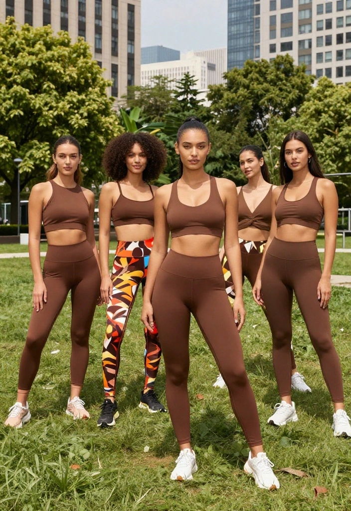 19 Ways to Style Brown Workout Outfits With Bold Accessories for a Complete Look - 18. Bold Patterns: Mix and Match 1