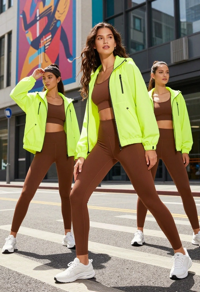 19 Ways to Style Brown Workout Outfits With Bold Accessories for a Complete Look - 3. Layering with Bright Outerwear 1
