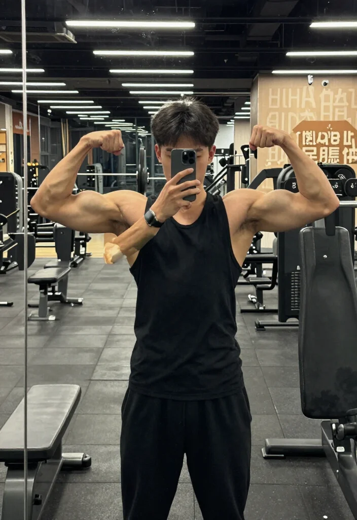20 Best Angles and Poses for a Gym Selfie That Actually Shows Your Progress - 7. The Flex in the Mirror 1