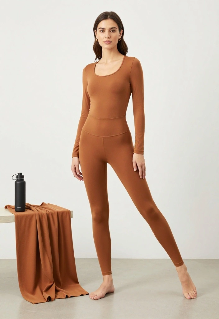 20 Brown Monochrome Workout Outfit Combinations That Look Intentionally Expensive - 8. Toasted Caramel Layering 1