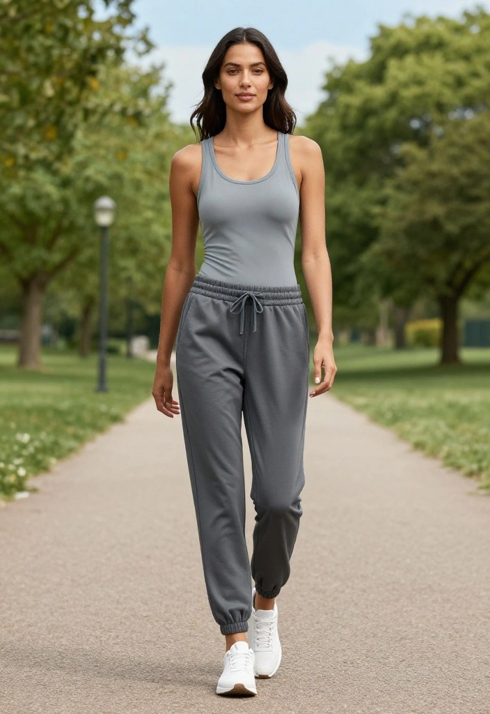 20 Casual Workout Outfits That Feel Like Loungewear But Perform Like Activewear - 2. Relaxed-Fit Joggers and Fitted Tank 1
