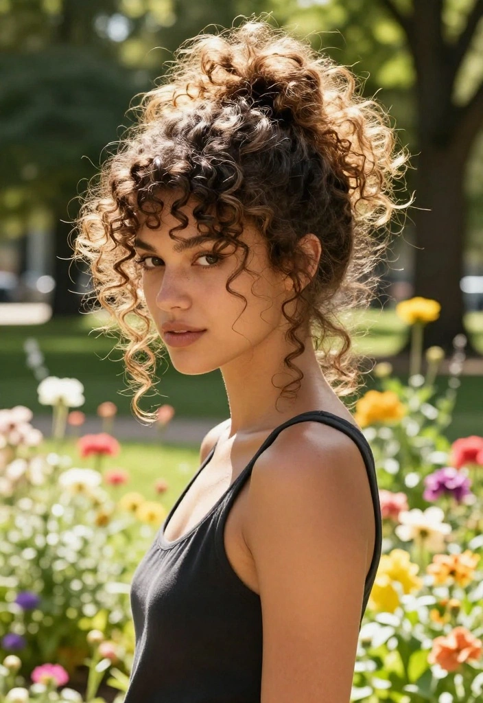 20 Curly Hair Summer Updo Hairstyles That Actually Stay Put - 1. Messy Curly Bun 1