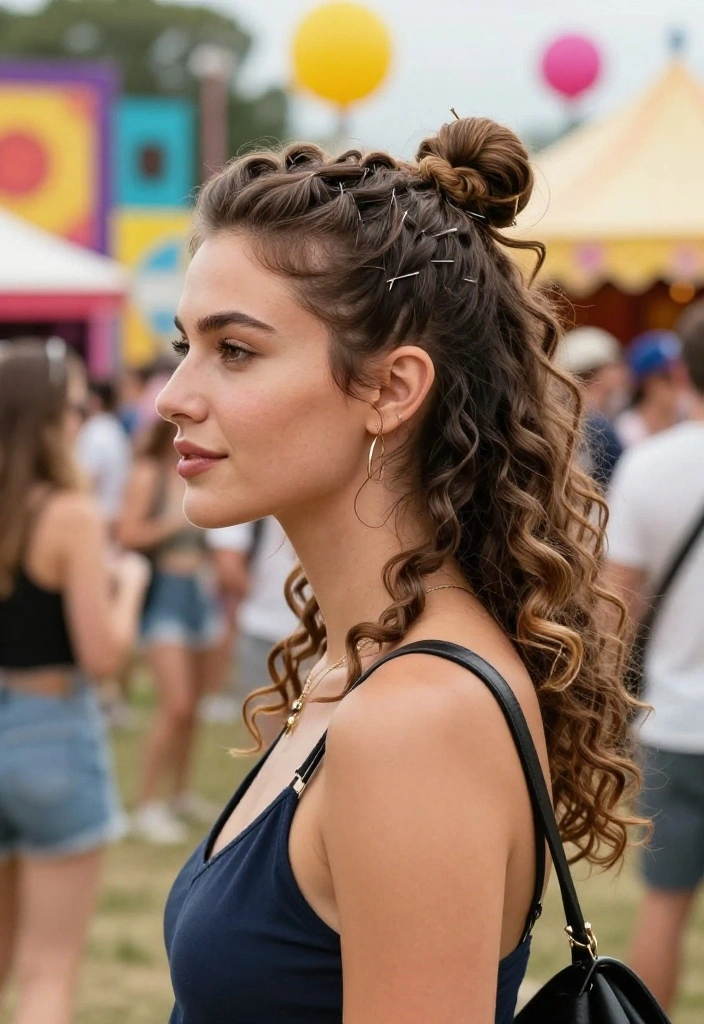 20 Curly Hair Summer Updo Hairstyles That Actually Stay Put - 14. Twist and Pin Updo 1