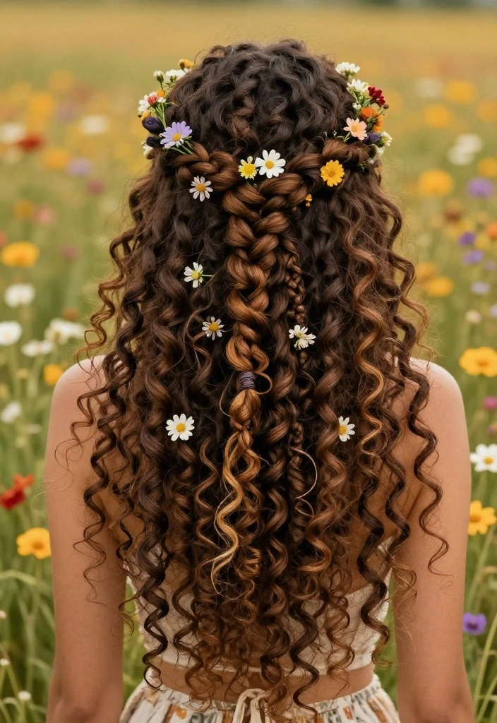 20 Curly Hair Summer Updo Hairstyles That Actually Stay Put - 18. Curly Braided Crown 1