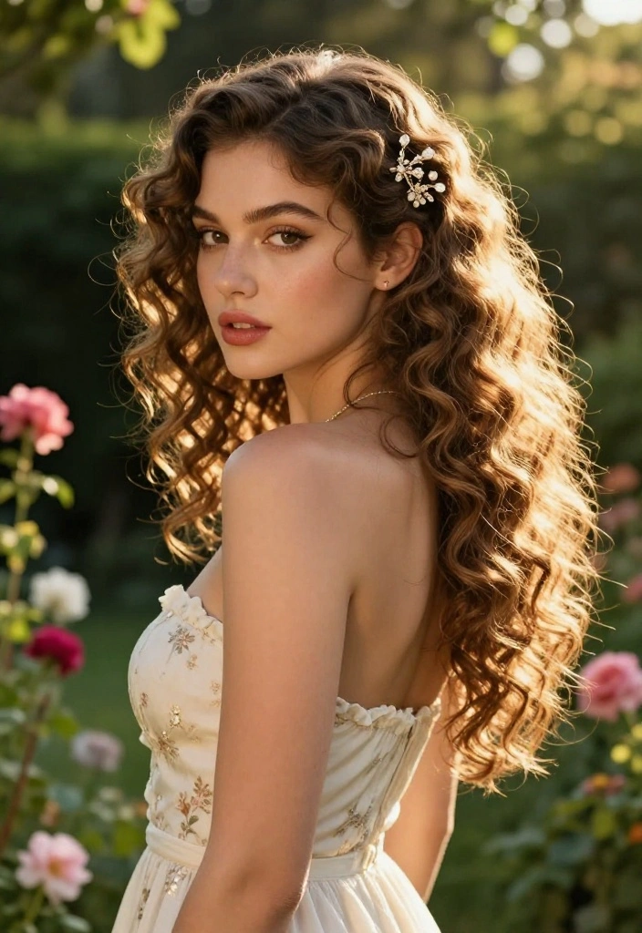20 Curly Hair Summer Updo Hairstyles That Actually Stay Put - 5. Side Swept Curls 1