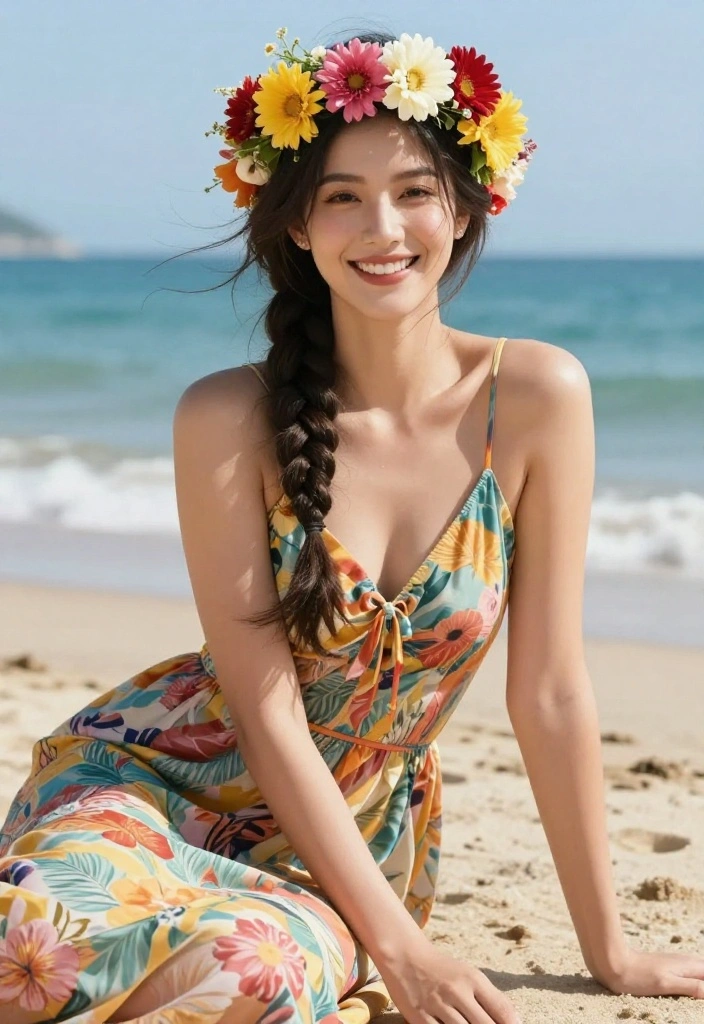 20 Cute Braided Hairstyles to Go Swimming at the Beach - 16. Crown Braid with Flowers 1