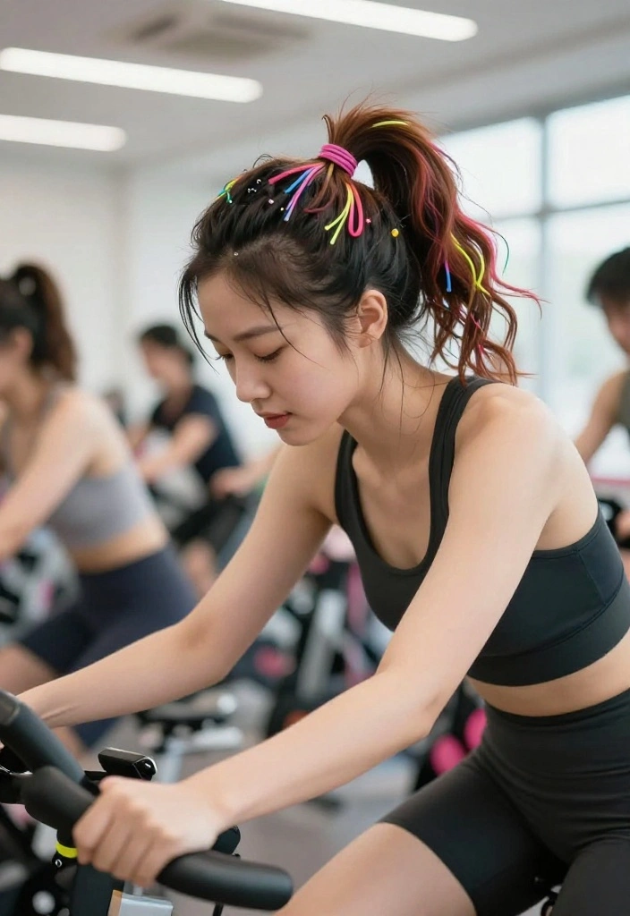 20 Cute Gym Hairstyles for Long Hair That Actually Survive Intense Cardio - 5. Bubble Ponytail 1