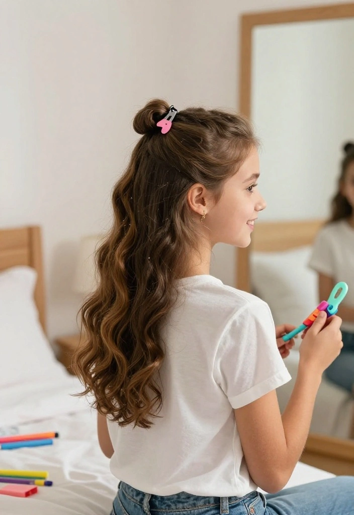 20 Easy Back to School Hairstyles for Busy School Mornings - 3. Half-Up, Half-Down 1