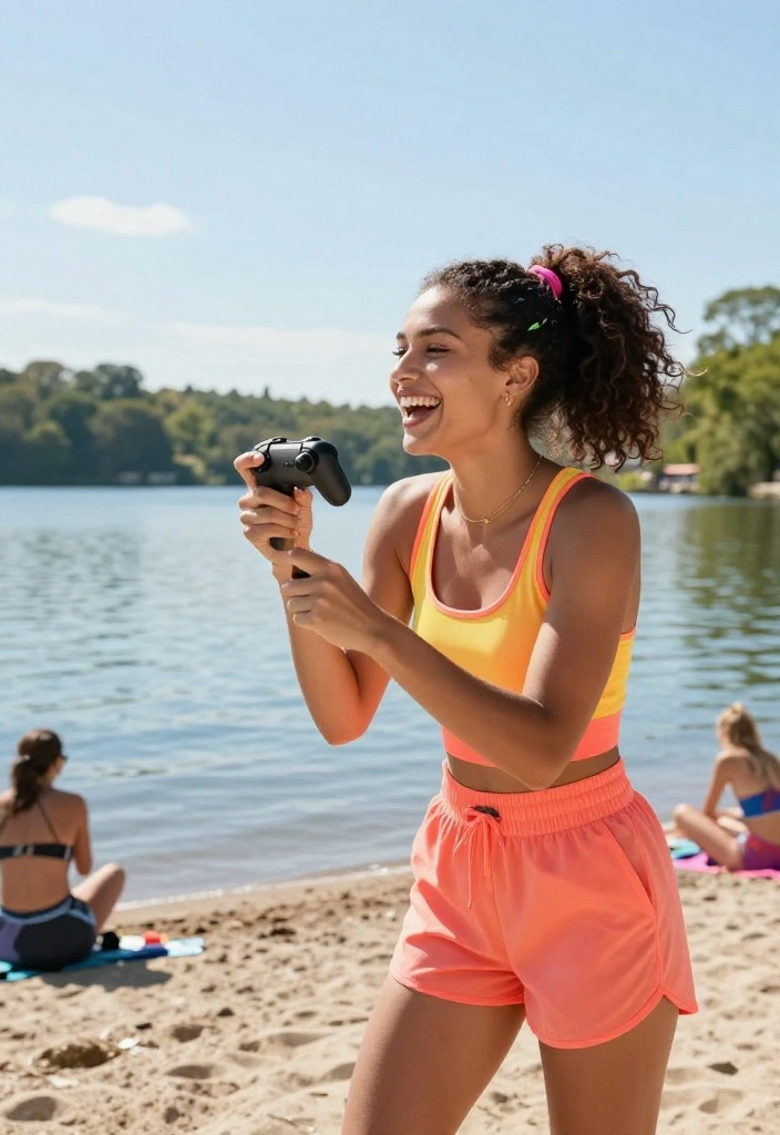 20 Easy Lake Hairstyles for a Totally Relaxing Weekend Getaway - 17. Curly Ponytail with Colorful Bands 1