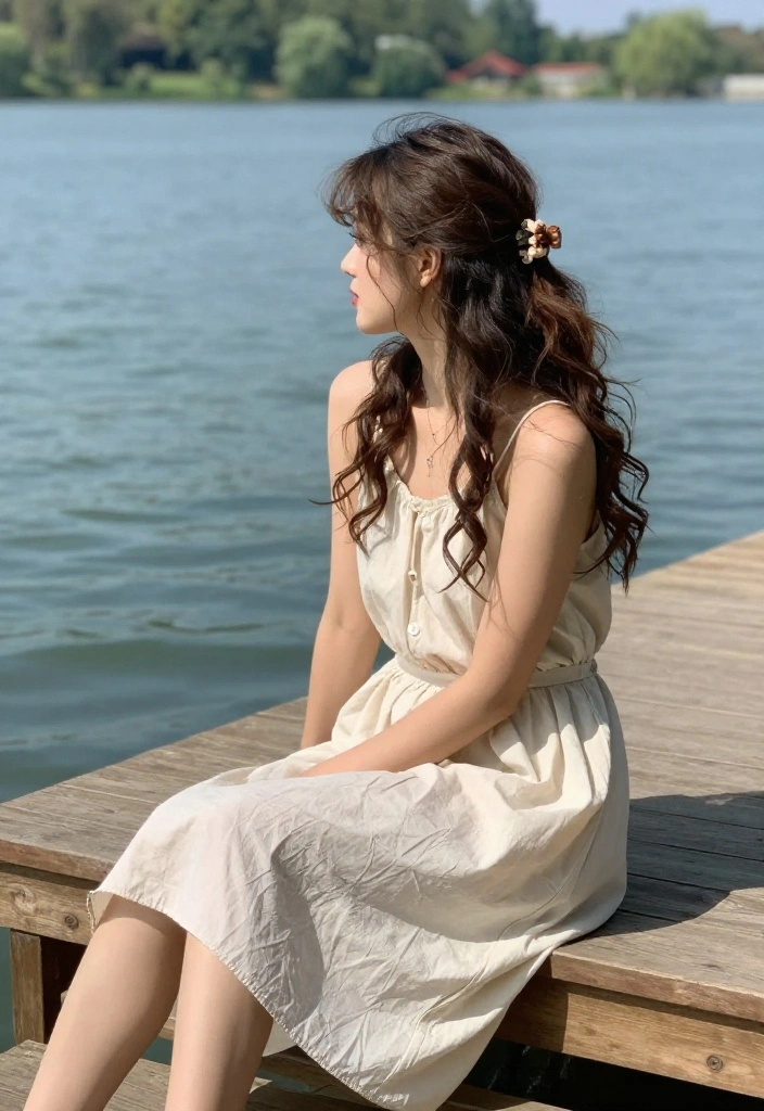 20 Easy Lake Hairstyles for a Totally Relaxing Weekend Getaway - 4. Half-Up, Half-Down with a Chic Clip 1