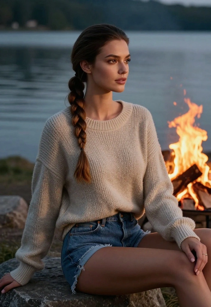 20 Easy Lake Hairstyles for a Totally Relaxing Weekend Getaway - 5. Low Ponytail with a Braided Accent 1