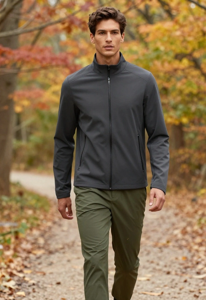 20 Fall Gym Outfit Ideas in Earthy Tones and Deep Seasonal Colors - 15. Charcoal Zip-Up with Olive Green Capris 1