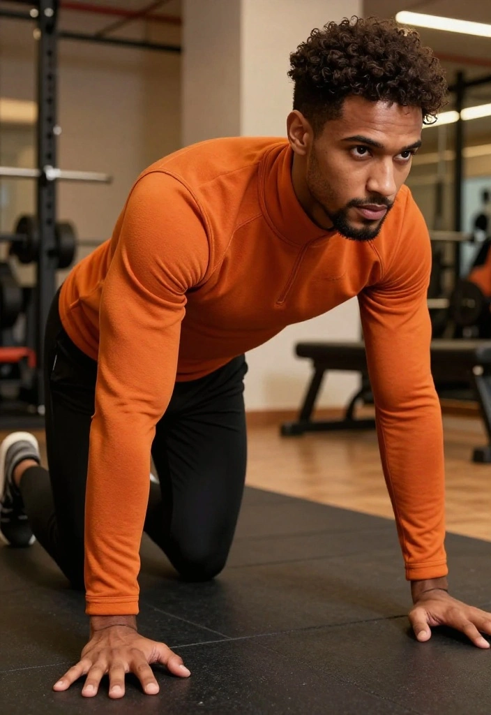 20 Fall Gym Outfit Ideas in Earthy Tones and Deep Seasonal Colors - 9. Burnt Orange Fleece with Black Compression Pants 1