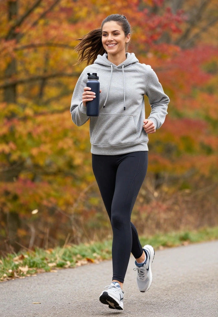 20 Fall Workout Outfits That Layer Perfectly for Cooler Weather Training - 6. Drawstring Hoodie with Compression Leggings 1