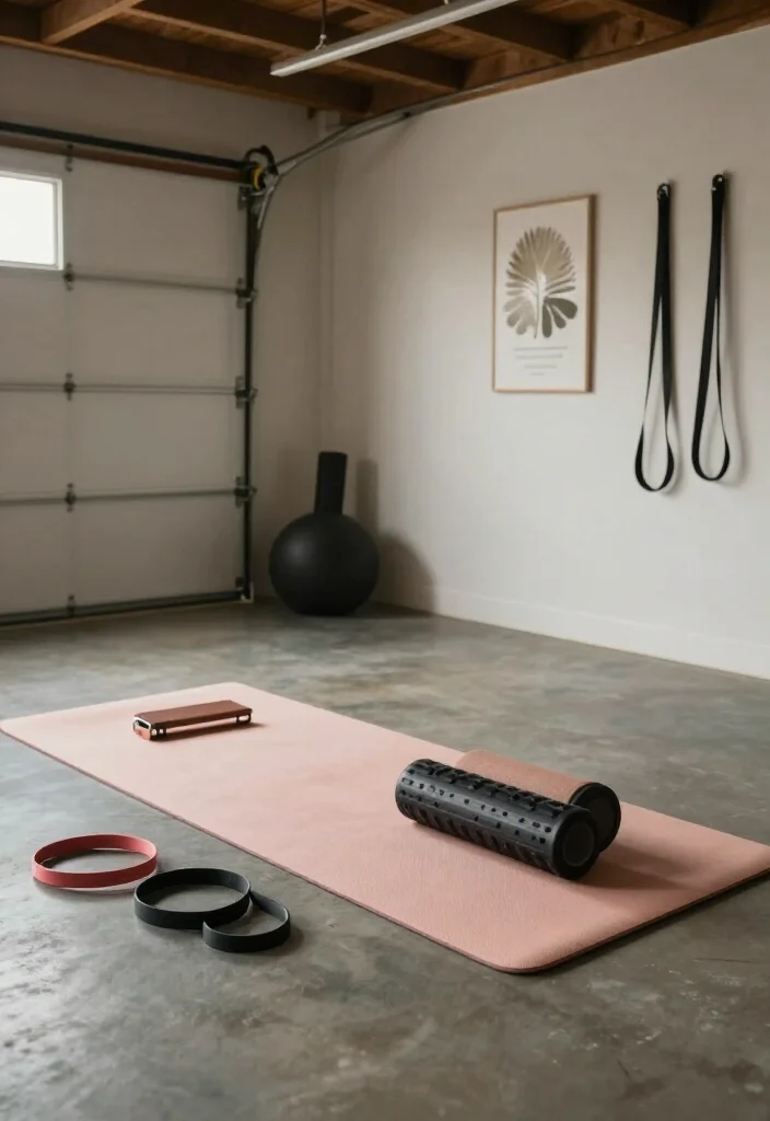 20 Garage Gym Ideas to Turn Any Empty Space Into a Fully Functional Home Gym - 12. Flexibility and Stretching Space 1