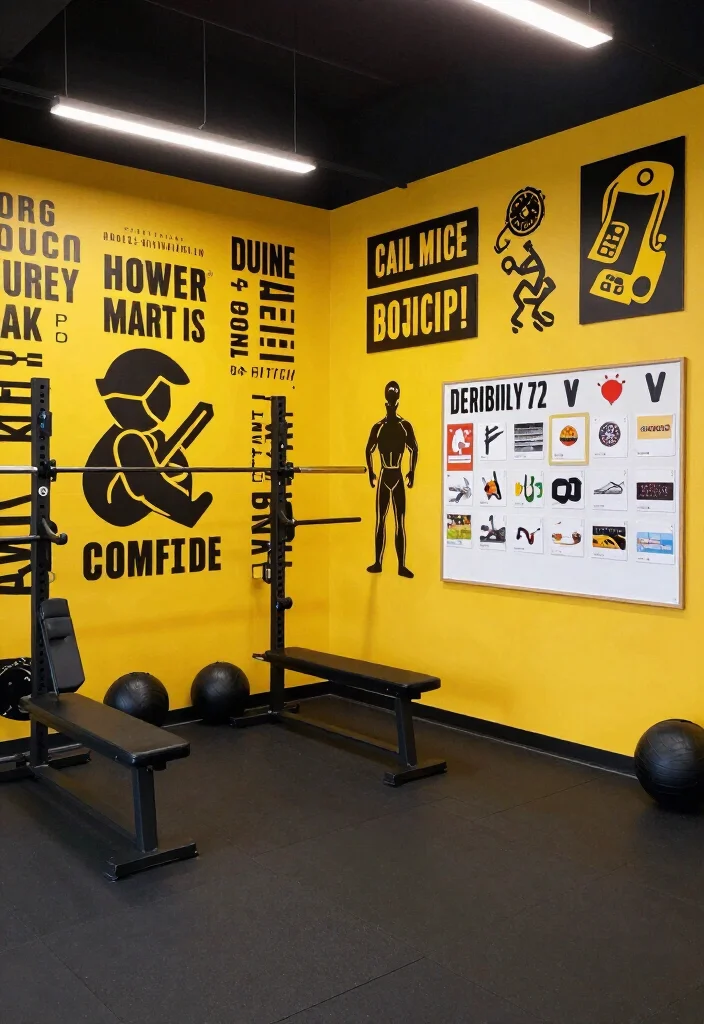 20 Garage Gym Ideas to Turn Any Empty Space Into a Fully Functional Home Gym - 14. Creative Wall Art 1