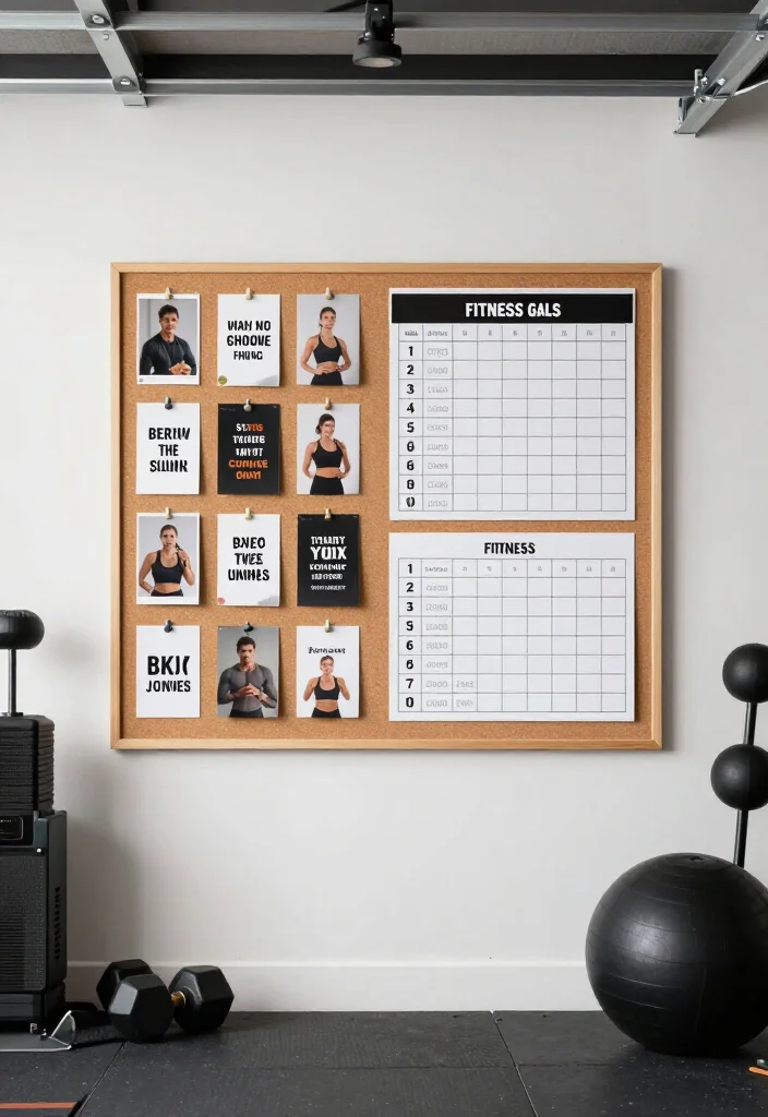 20 Garage Gym Ideas to Turn Any Empty Space Into a Fully Functional Home Gym - 19. Personalized Fitness Goals Board 1