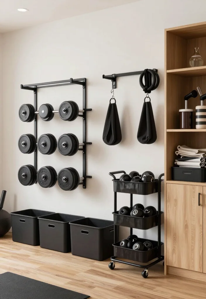 20 Garage Gym Ideas to Turn Any Empty Space Into a Fully Functional Home Gym - 7. Smart Storage Solutions 1