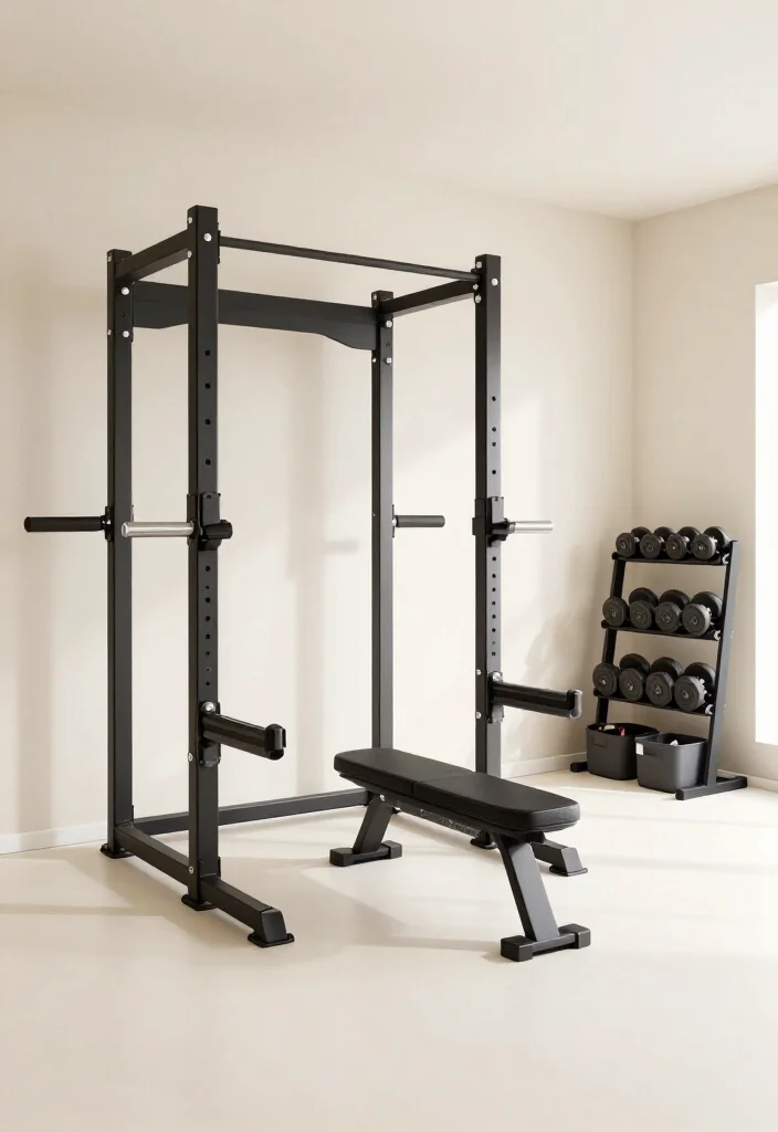 20 Garage Gym Setup Ideas Organized by Workout Style: Strength, Cardio, and CrossFit - 1. Minimalist Strength Training Setup 1