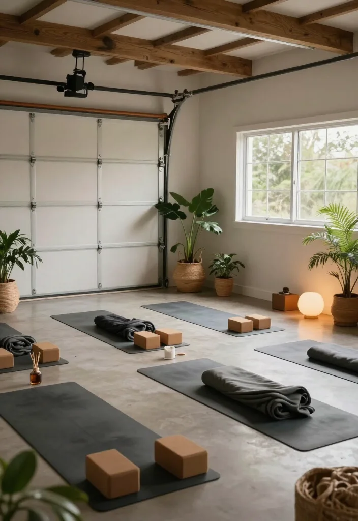 20 Garage Gym Setup Ideas Organized by Workout Style: Strength, Cardio, and CrossFit - 10. Yoga and Mindfulness Retreat in Your Garage 1