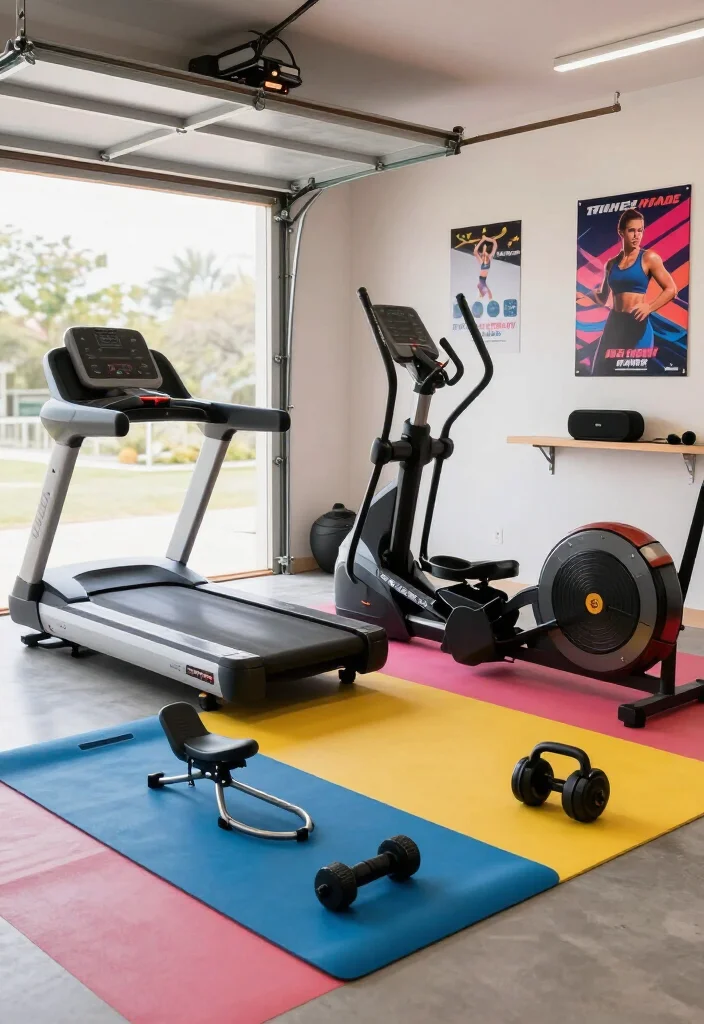20 Garage Gym Setup Ideas Organized by Workout Style: Strength, Cardio, and CrossFit - 2. Cardio Corner with High-Energy Vibe 1
