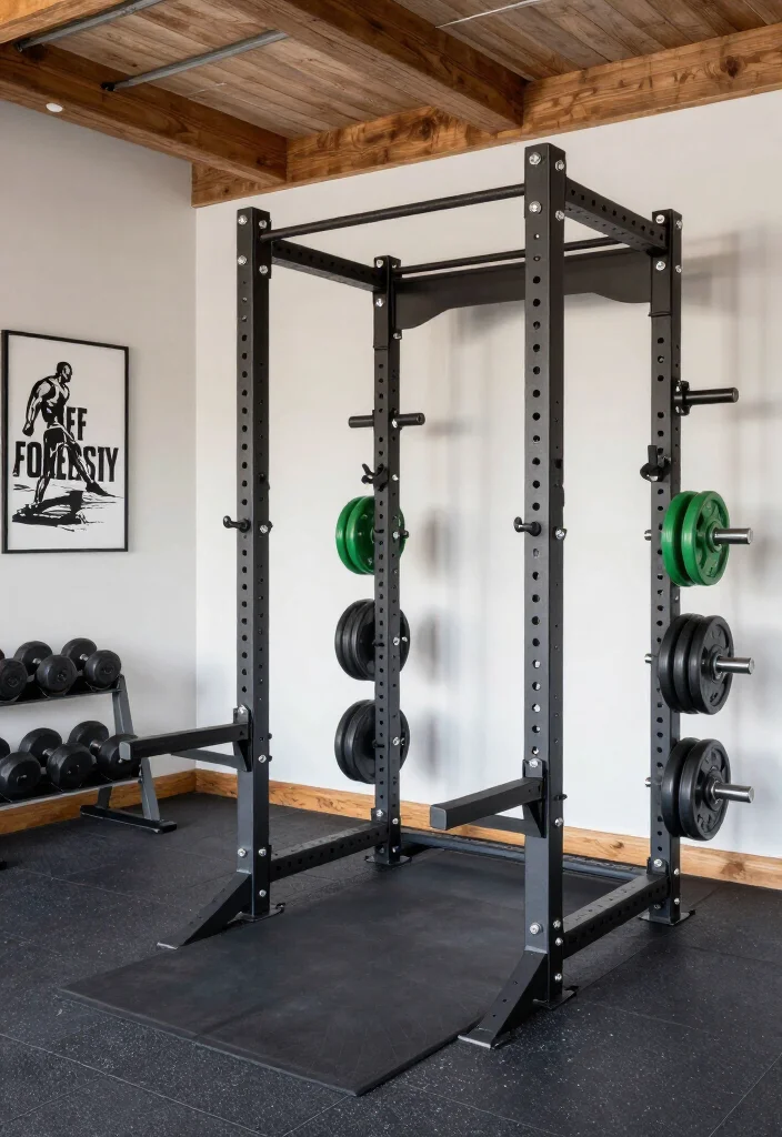 20 Garage Gym Setup Ideas Organized by Workout Style: Strength, Cardio, and CrossFit - 5. Stylish Strength Training Nook 1