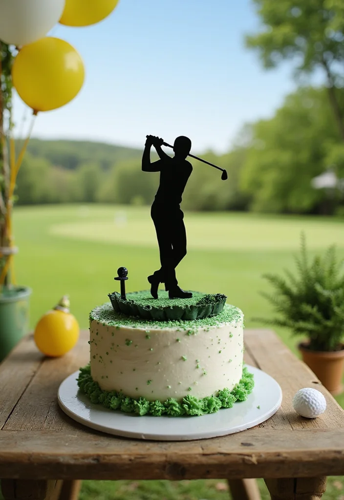 20 Golf Birthday Cake Ideas for Men Who Love the Course - 11. Golfer Silhouette Cake 1