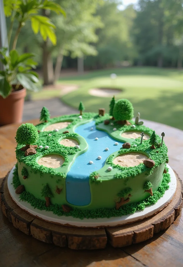 20 Golf Birthday Cake Ideas for Men Who Love the Course - 16. Golf Course Map Cake 1