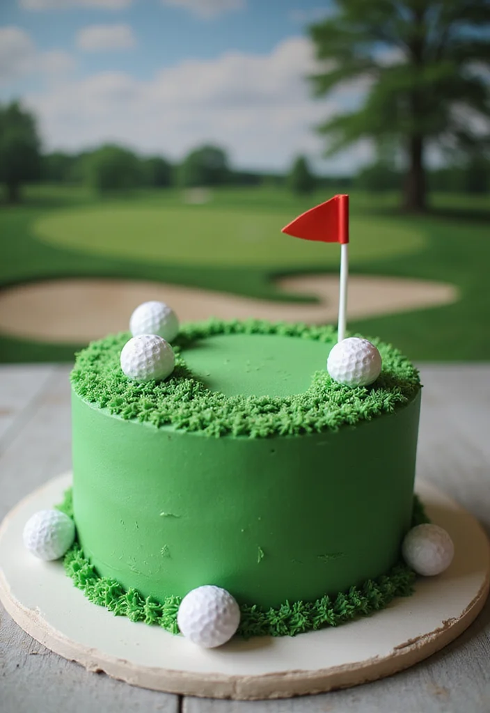 20 Golf Birthday Cake Ideas for Men Who Love the Course - 3. Green Fairway Cake 1