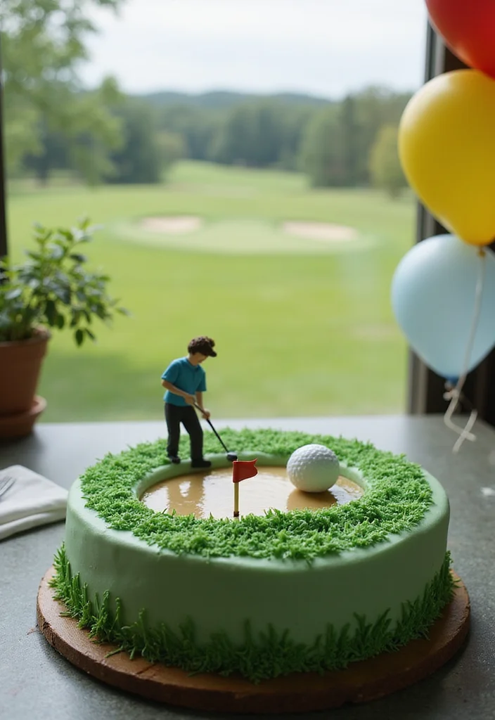 20 Golf Birthday Cake Ideas for Men Who Love the Course - 5. Hole-in-One Cake 1