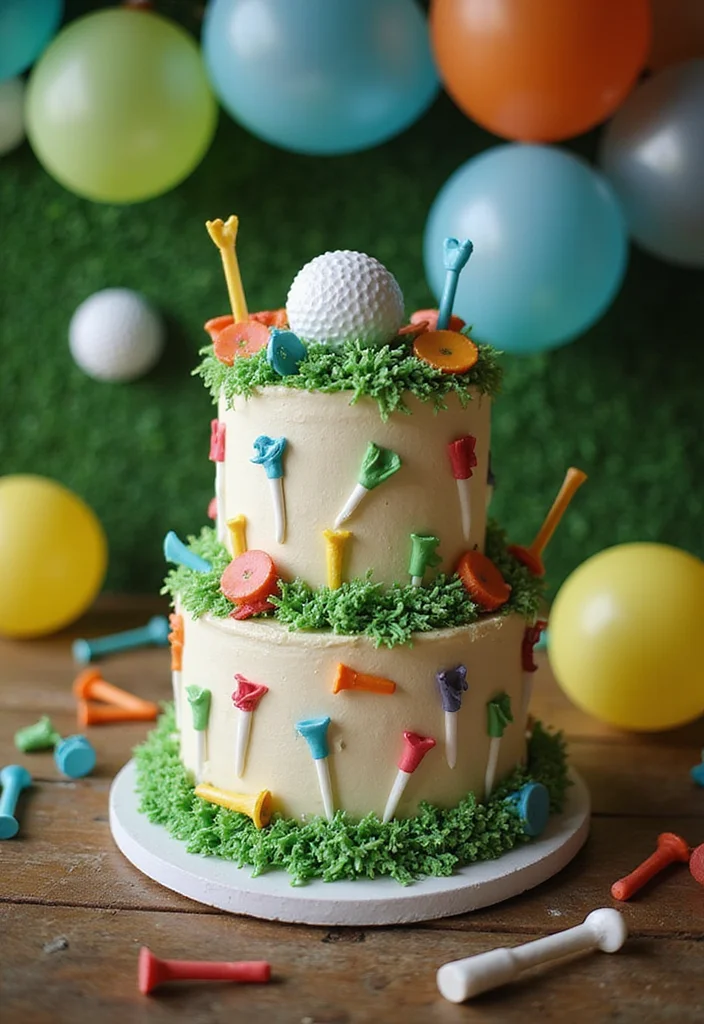 20 Golf Birthday Cake Ideas for Men Who Love the Course - 6. Golf Tee Cake 1