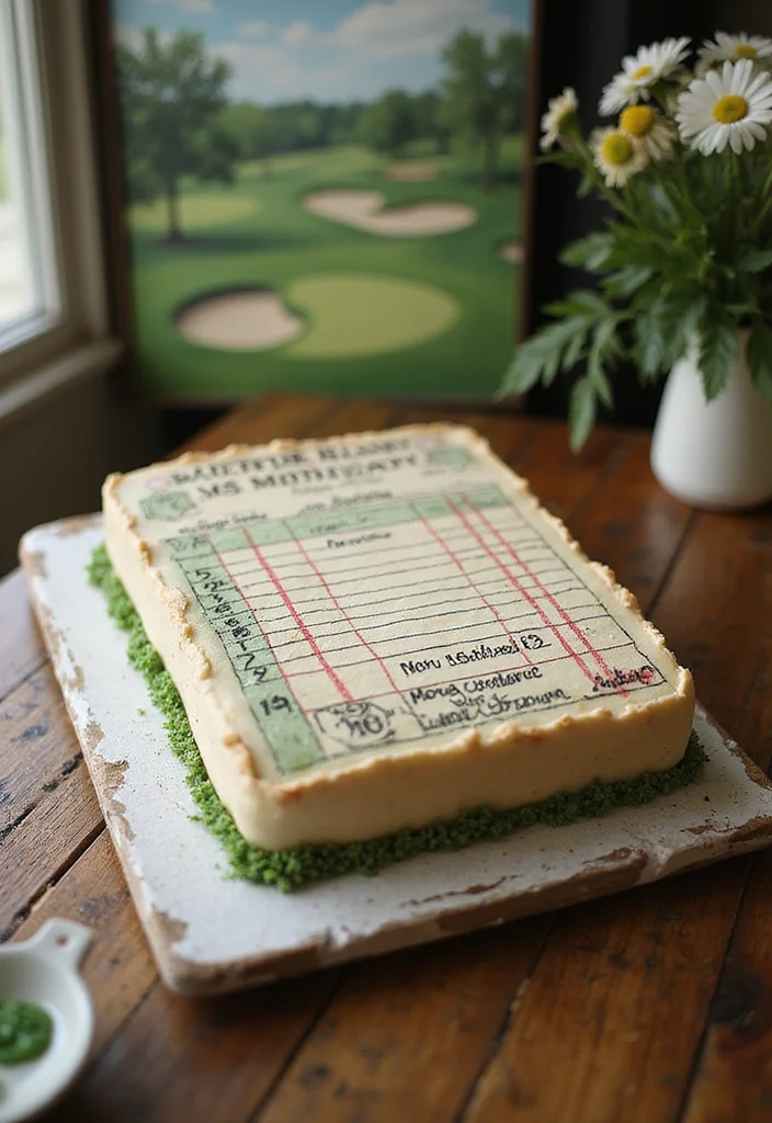 20 Golf Birthday Cake Ideas for Men Who Love the Course - 7. Vintage Scorecard Cake 1