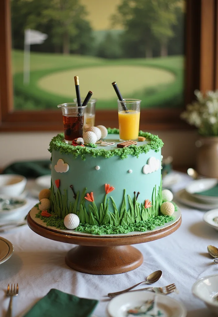20 Golf Birthday Cake Ideas for Men Who Love the Course - 8. Clubhouse Celebration Cake 1